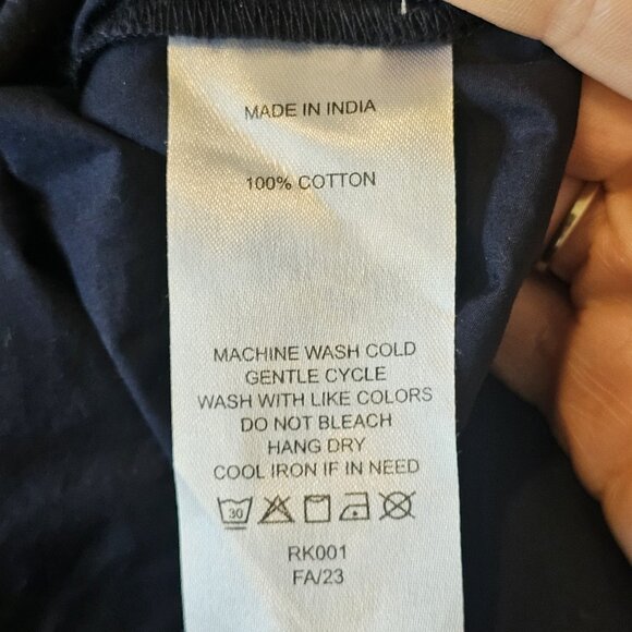 Quince Poplin Tiered Maxi Dress Navy Blue Organic Cotton Pockets Sz XS Smocked - Picture 10 of 11